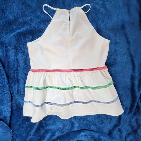 Big Waterblue Sky Halter Top Multicolor Stripe Crochet Striped Small Women - Picture 2 of 9